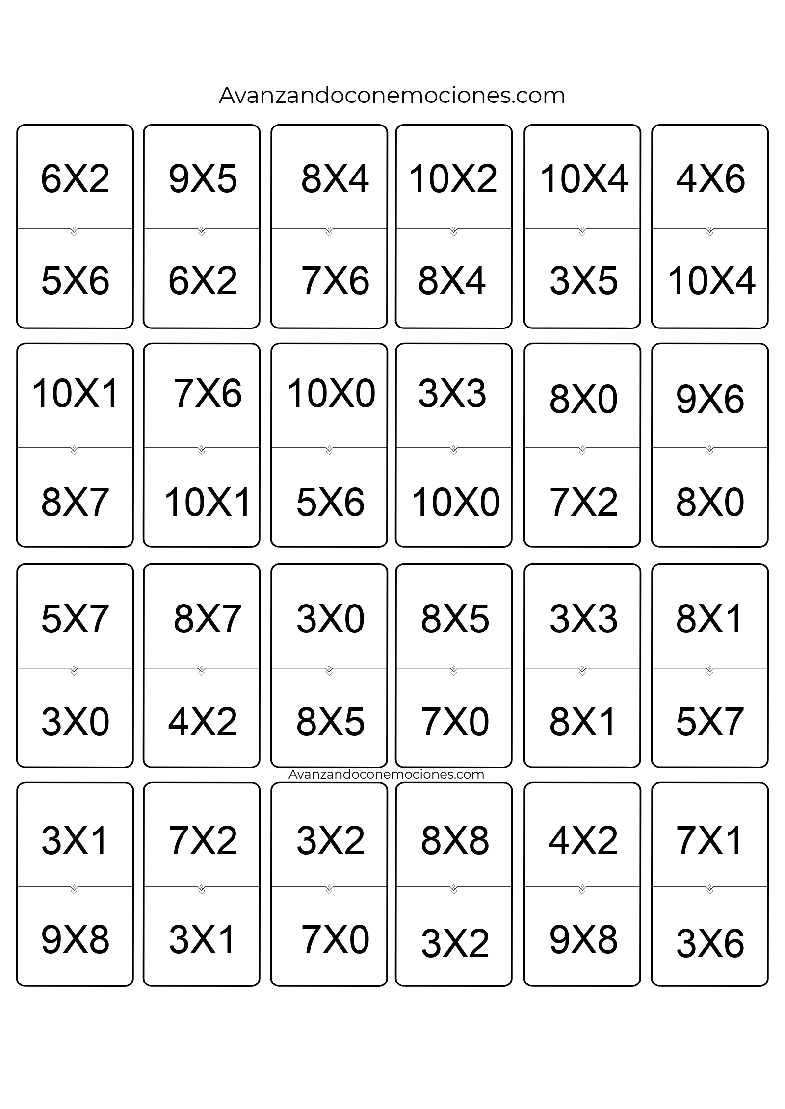 DOMINÓ TABLAS DE MULTIPLICAR · Masterwise